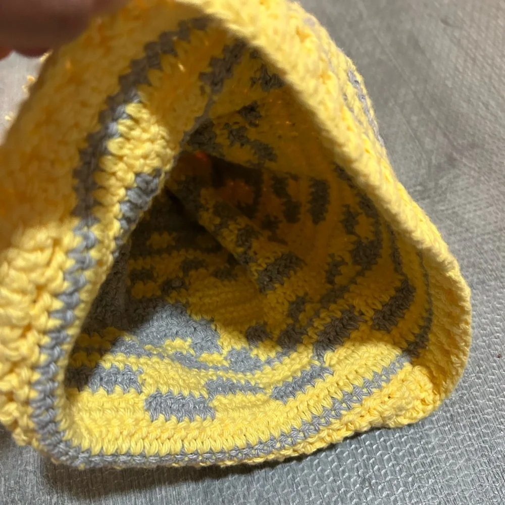 Yellow & Gray Pom Pom Women’s Beanie Hat